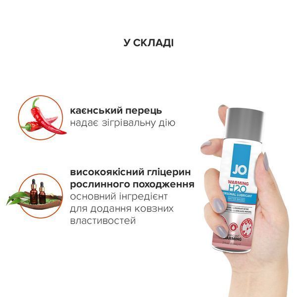 Зігрівальна змазка JO H2O Warming 60 мл SO1664 фото
